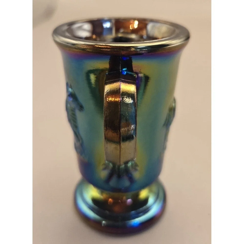 Vintage Sugar Bowl Sheep Miniature Lenox Imperial Iridescent Carnival Glass